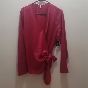 Nine West Party Pink Wrap Blouse